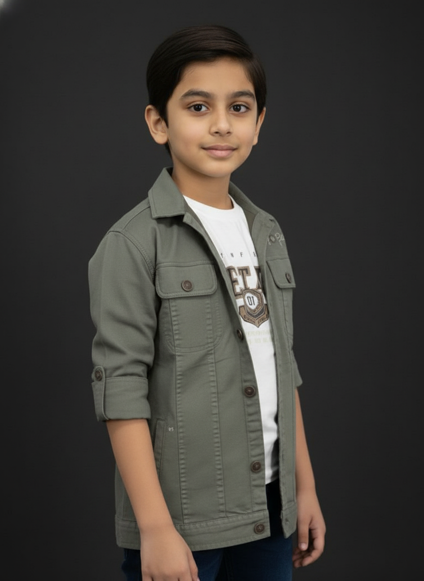 Comfortable Green and khaki Long Sleeve Casual Shirt | 3212