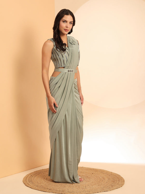 Light Green Ready to wear saree|02