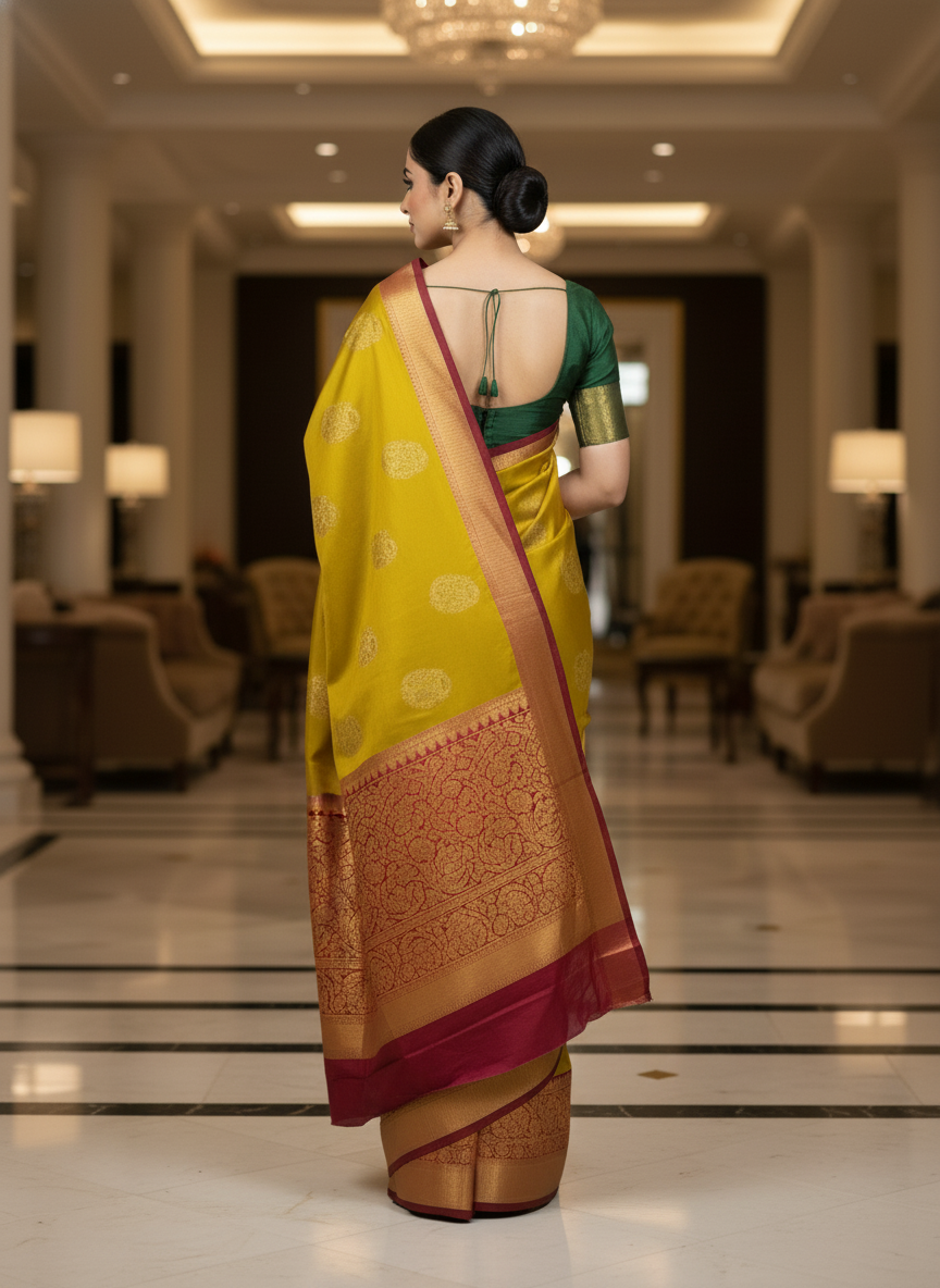 Famous orange Kanchipuram Semi Silk Saree| AS-009