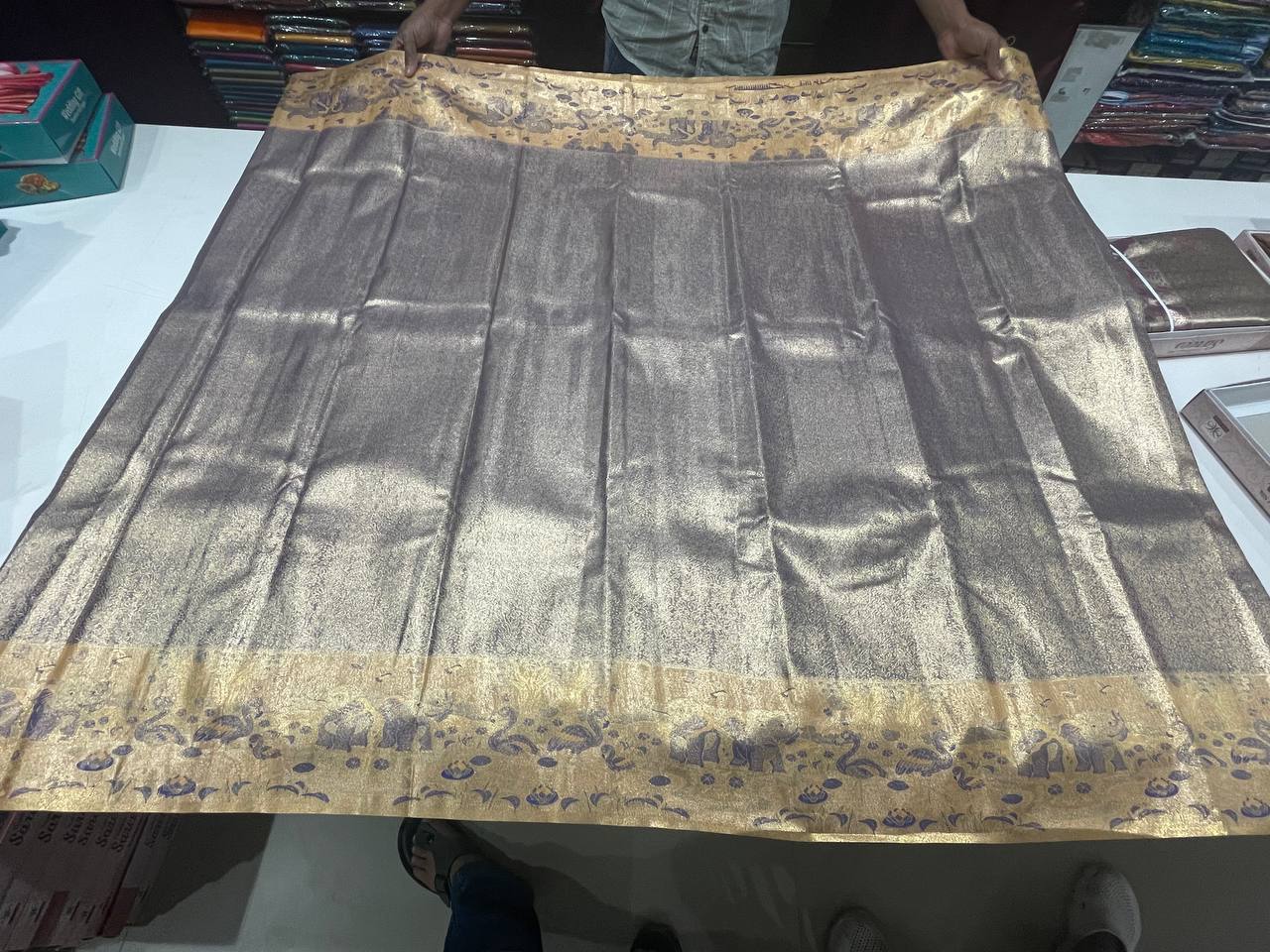 Peach Kanchipuram Silk Saree With Butta Design| AS-00142