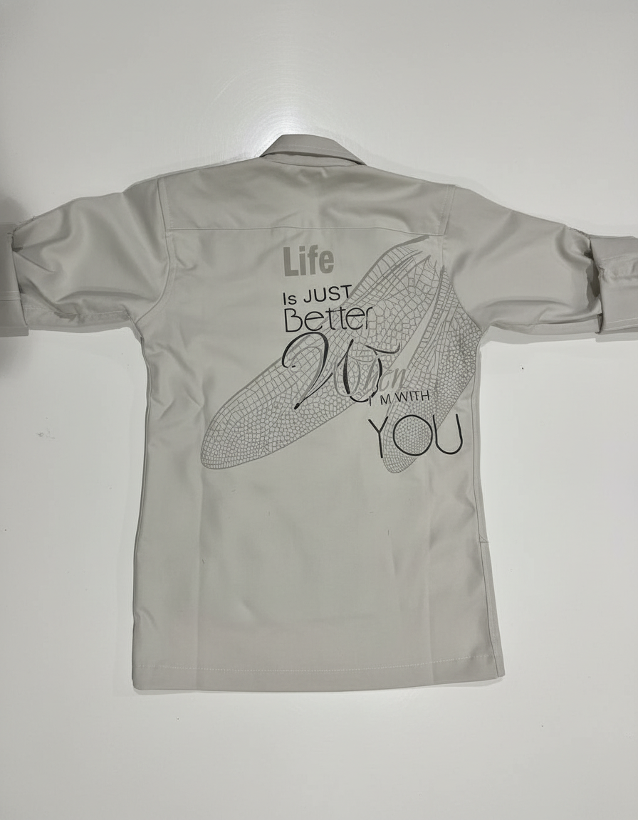 Kids Full Sleeves Cream Graphical Shirt-3312