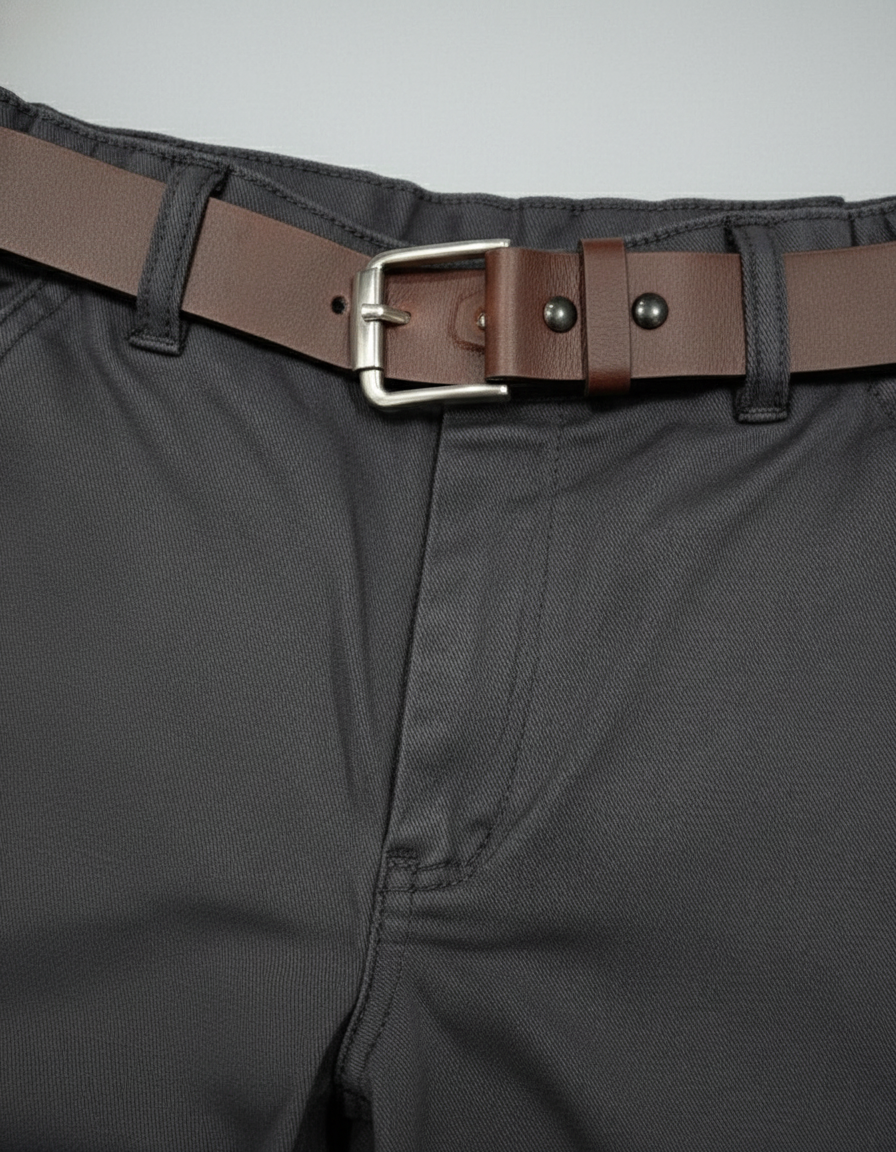 Little Man's Black Trousers with Adjustable Buckle Belt | 0540