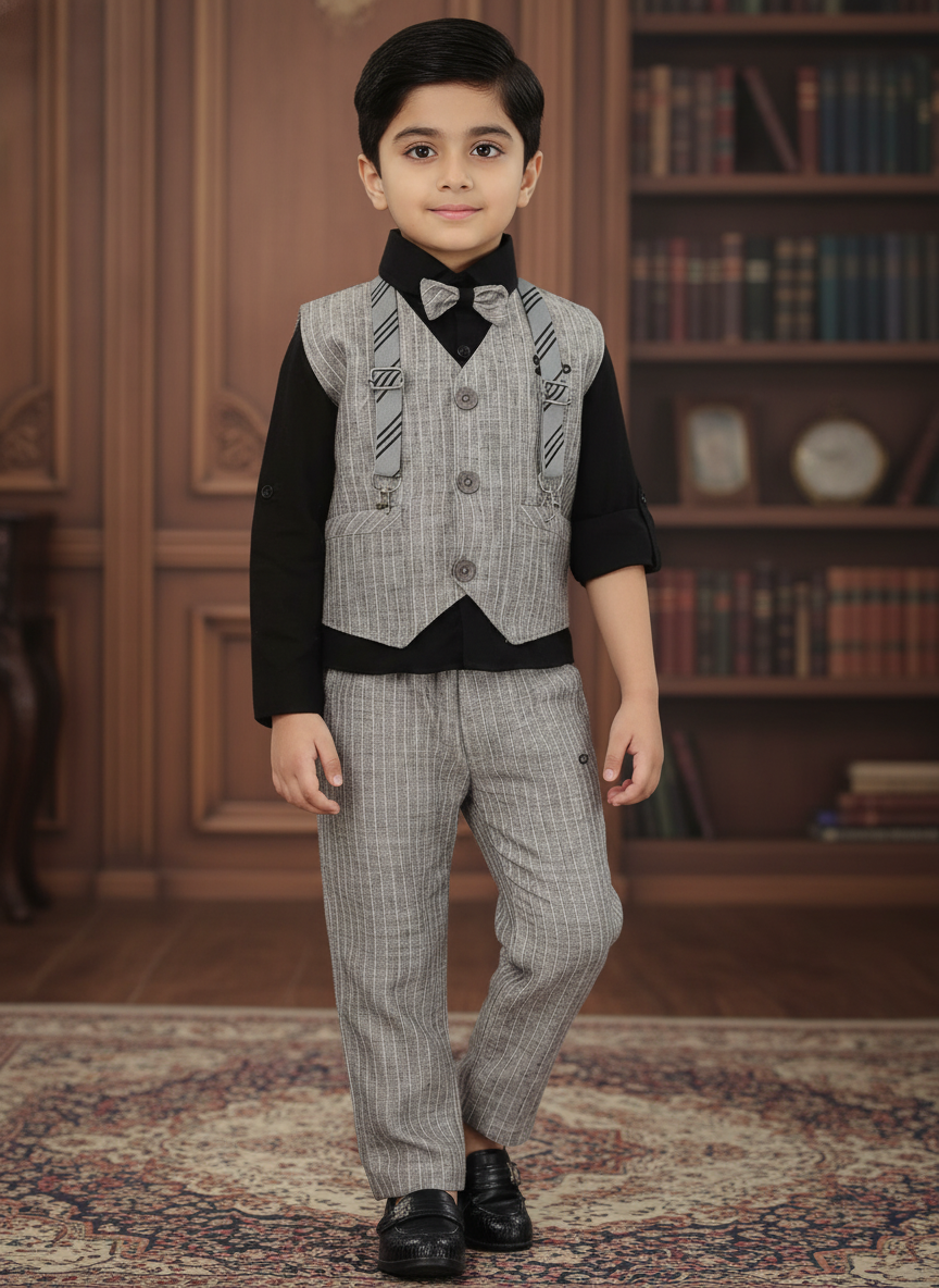 Boys' Pinstripe Vest Suit Set | Formal Occasion Wear