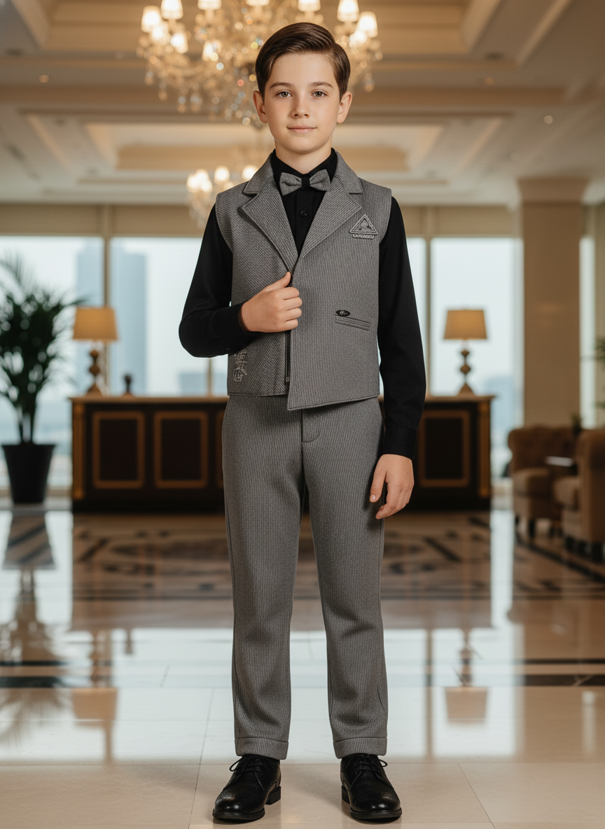 Boys' Pinstripe Vest Suit Set | Formal Occasion Wear