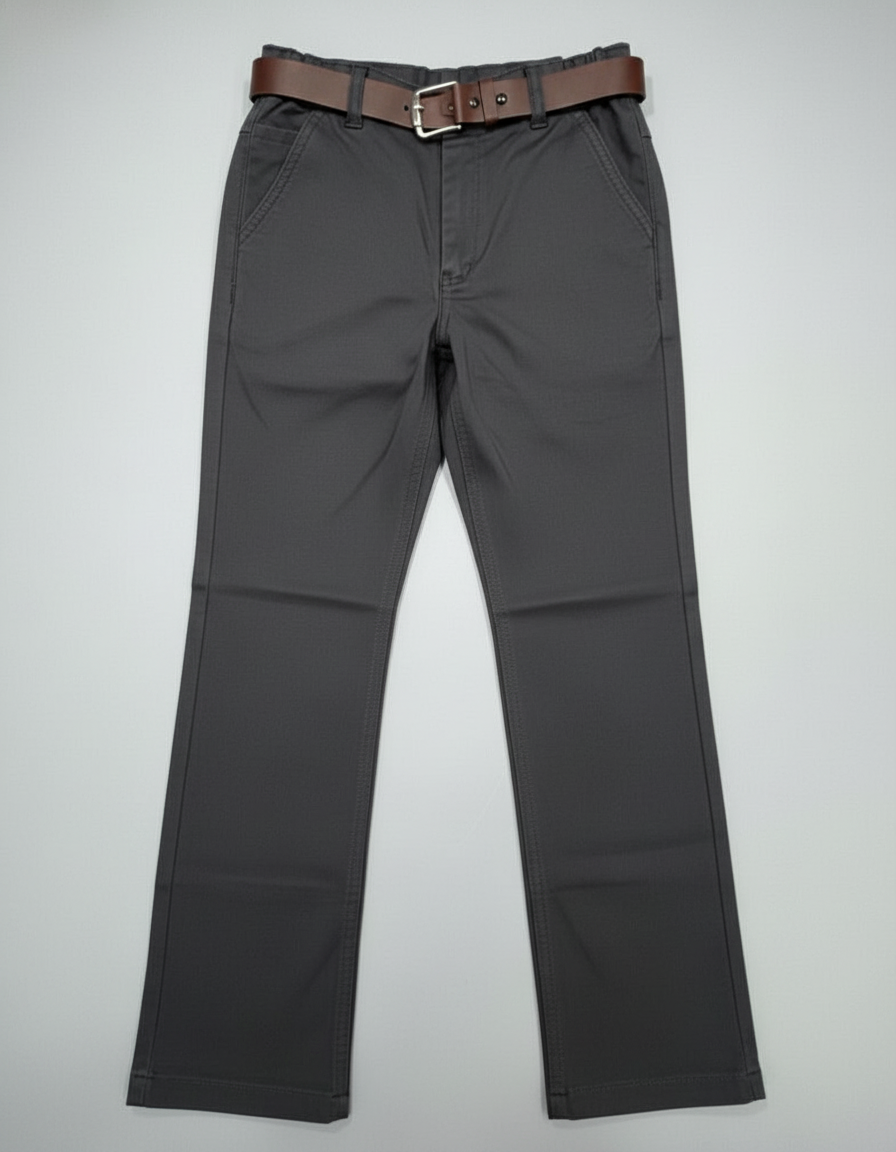 Little Man's Black Trousers with Adjustable Buckle Belt | 0540