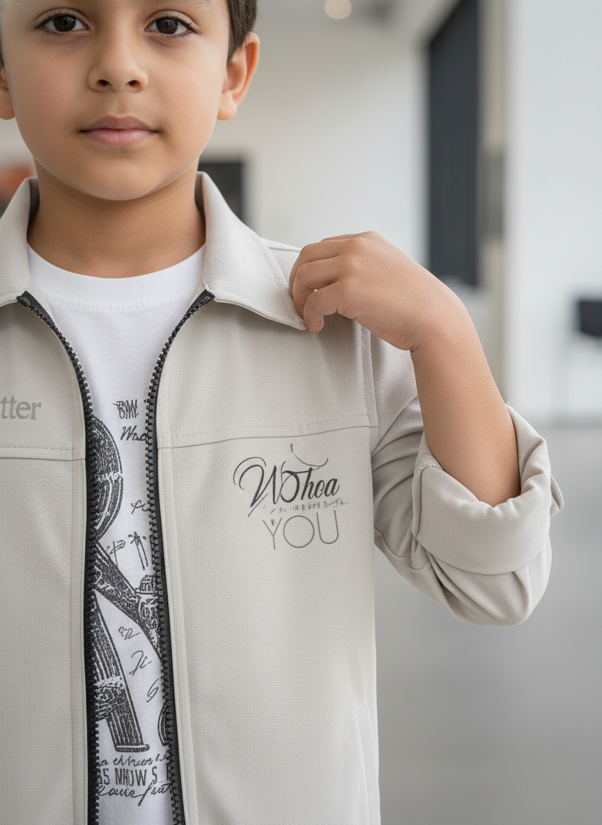 Kids Full Sleeves Cream Graphical Shirt-3312