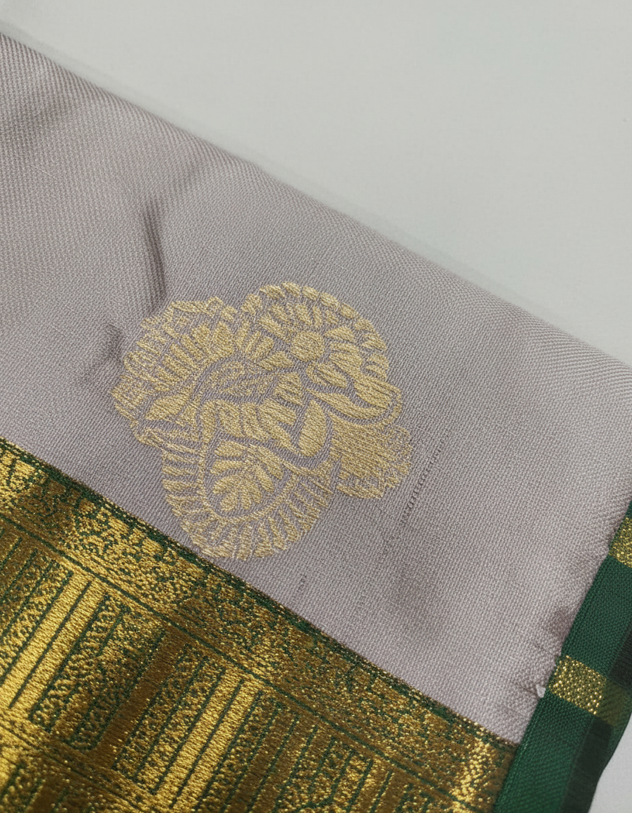 Grey Kanchipuram Semi Silk Saree With Butta Design | AS-006