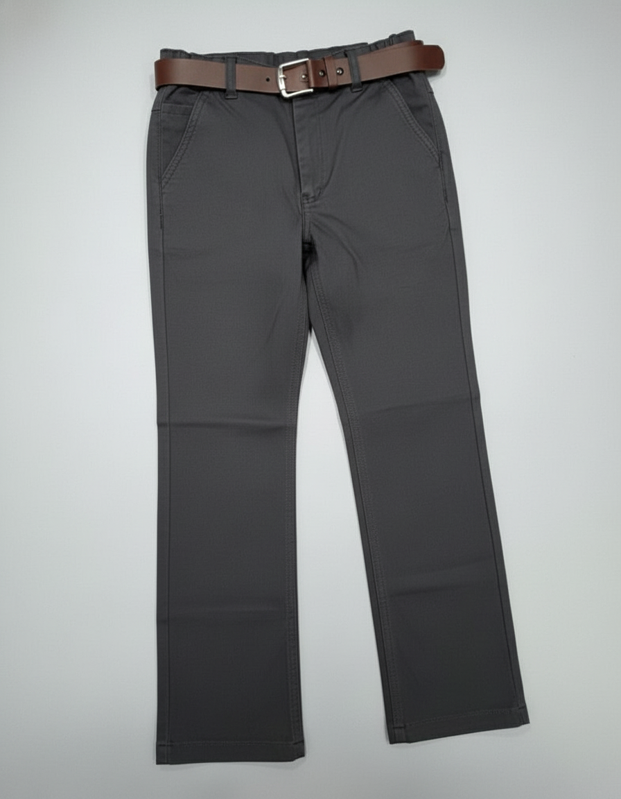 Little Man's Black Trousers with Adjustable Buckle Belt | 0540