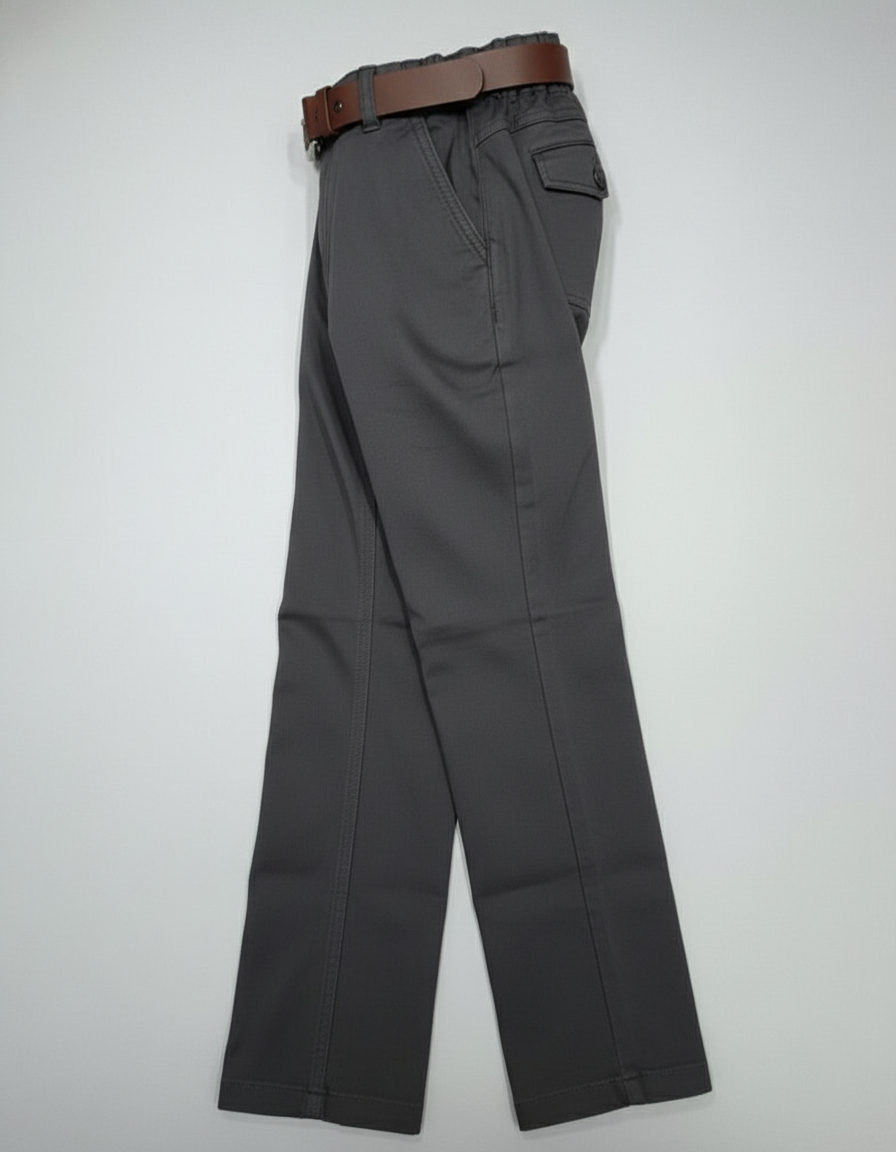Little Man's Black Trousers with Adjustable Buckle Belt | 0540