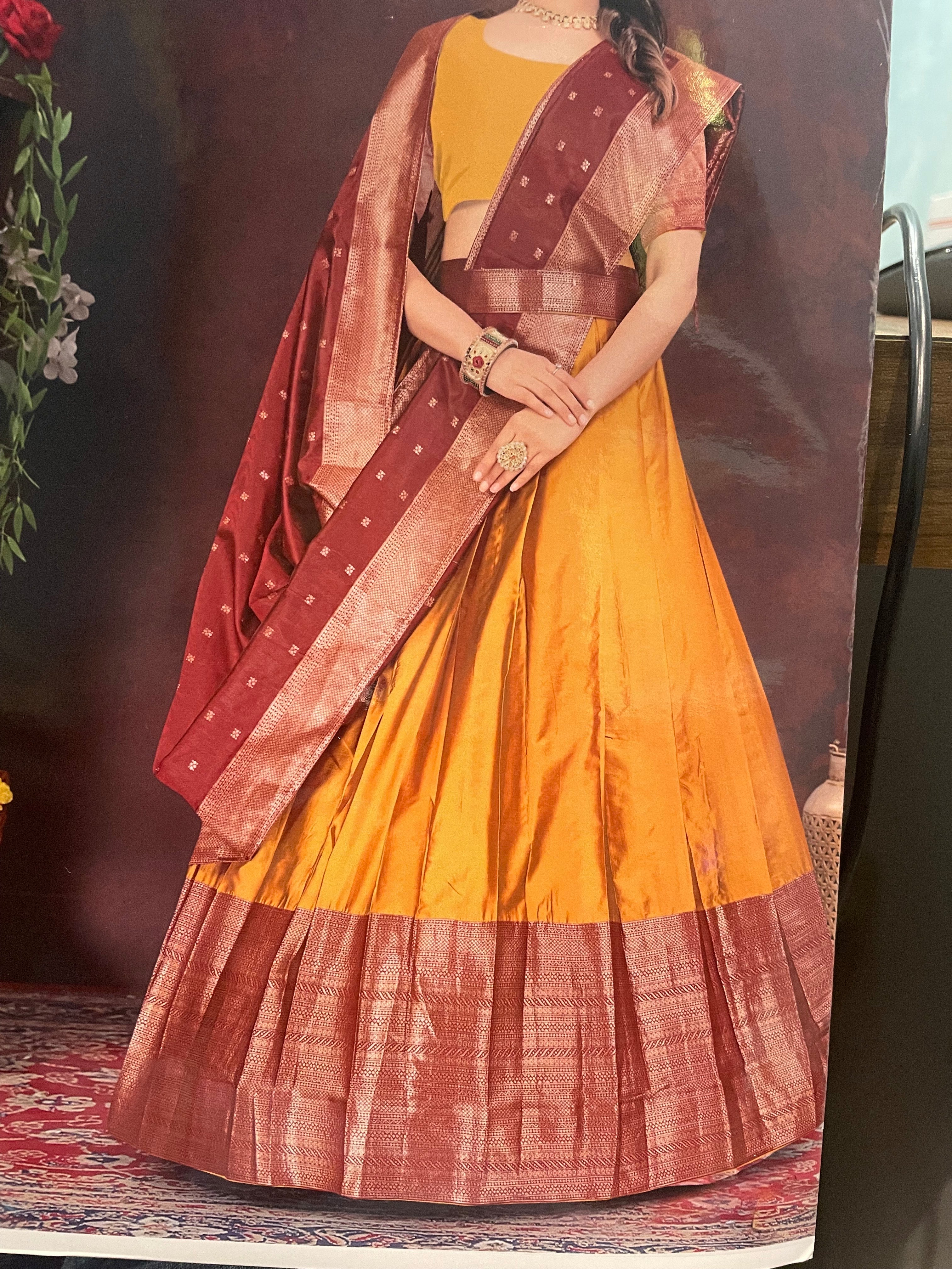 Haldi Special Yellow Silk Lehenga | Zari Border