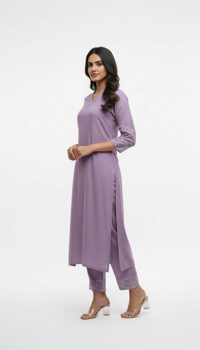 Light Lavender Vatican Silk Printed Co-Ord Set For Women|K1_3