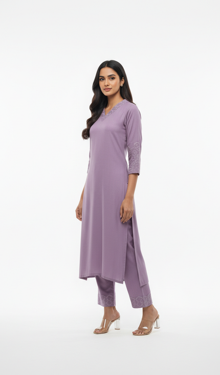 Light Lavender Vatican Silk Printed Co-Ord Set For Women|K1_3