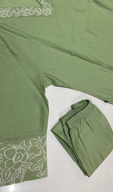 Light Green Vatican Silk Printed Co-Ord Set For Women|K1_1