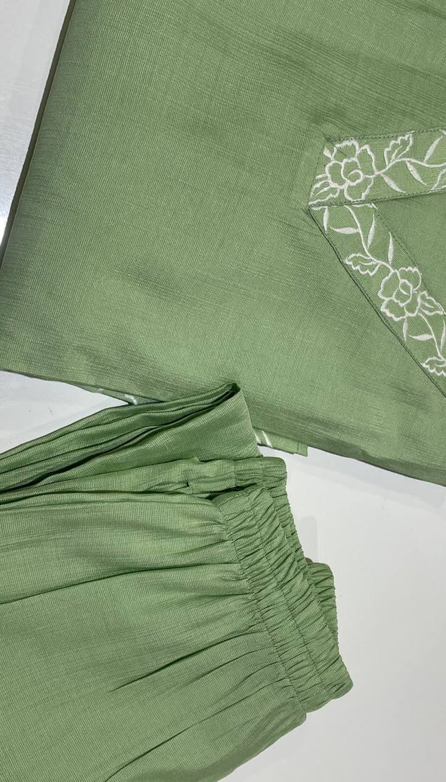 Light Green Vatican Silk Printed Co-Ord Set For Women|K1_1