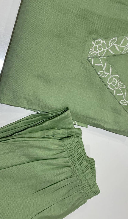 Light Green Vatican Silk Printed Co-Ord Set For Women|K1_1
