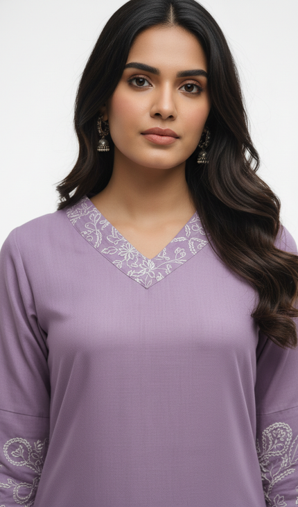 Light Lavender Vatican Silk Printed Co-Ord Set For Women|K1_3