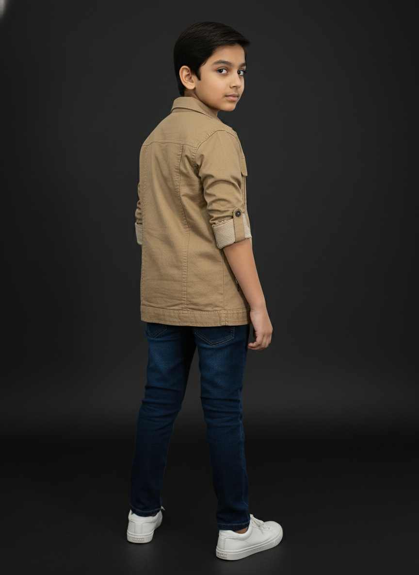 Comfortable Green and khaki Long Sleeve Casual Shirt | 3212