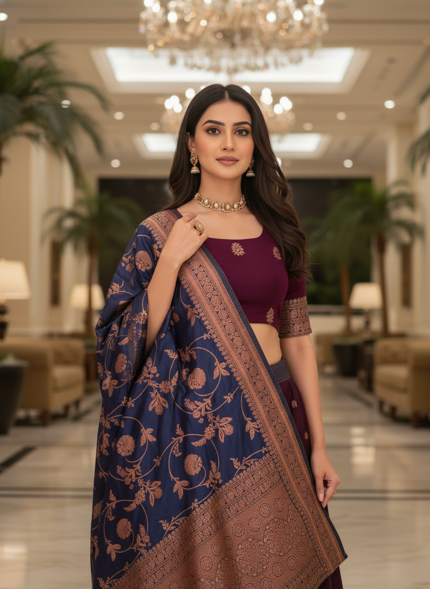 Women's Luxurious  Collection | Kanjivaram Style Lehenga| 6002