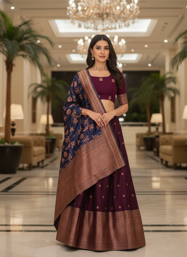 Women's Luxurious  Collection | Kanjivaram Style Lehenga| 6002