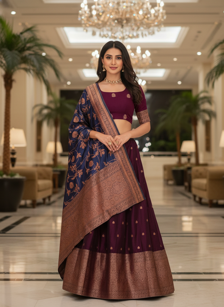 Women's Luxurious  Collection | Kanjivaram Style Lehenga| 6002
