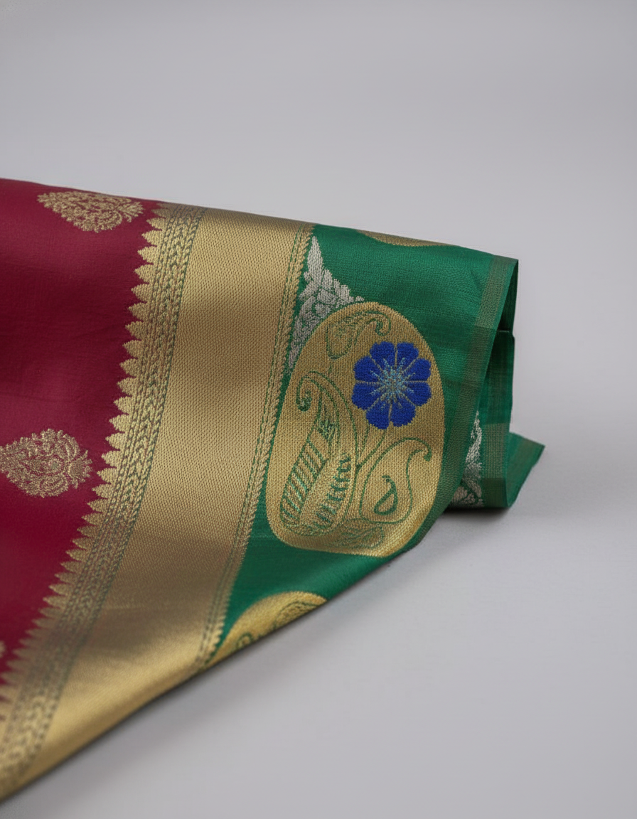 Maroon Silk Woven Kanjivaram Saree|AS-0053