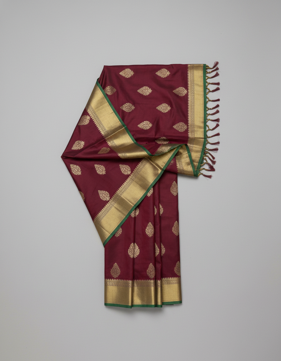Maroon Silk Woven Kanjivaram Saree|AS-0053