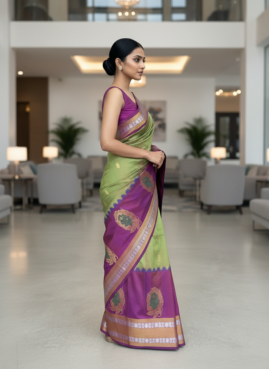 Mehandi  Pure Kancheepuram Silk Saree |AS-0083