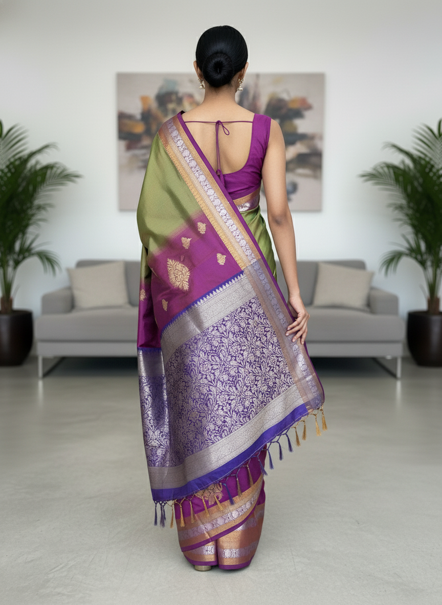 Mehandi  Pure Kancheepuram Silk Saree |AS-0083