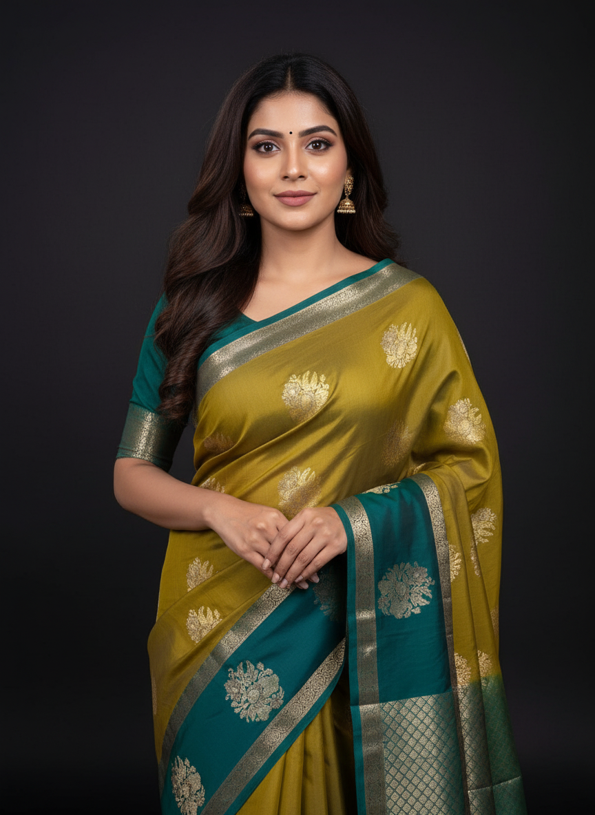 Grey Kanchipuram Brocade Silk Saree With Butta Design| AS-00126