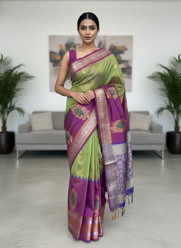 Mehandi  Pure Kancheepuram Silk Saree |AS-0083