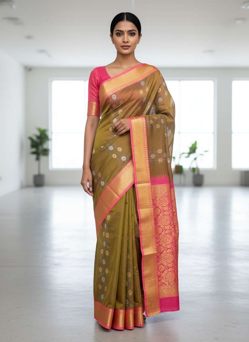 Parrot green Pure Kancheepuram Silk Saree |AS-0082