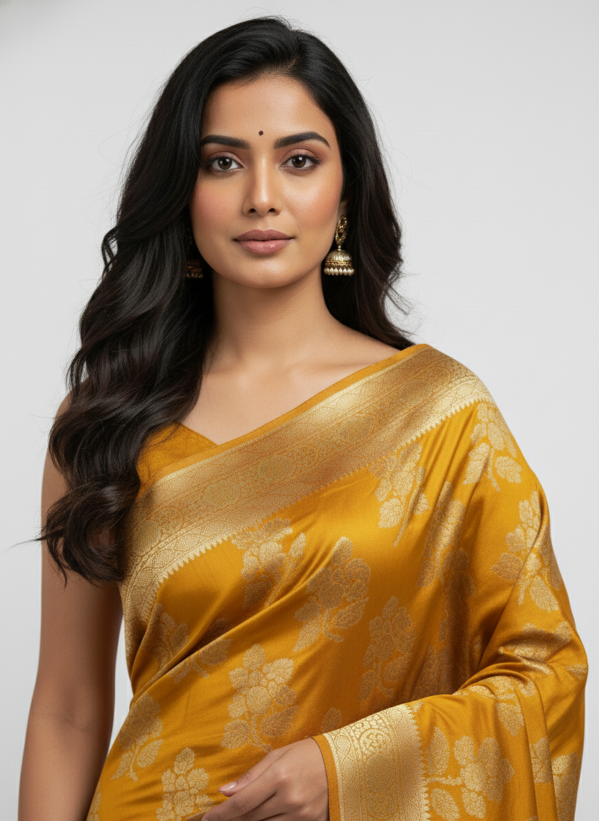 Marron Semi Silk Saree with Woven Border| AS-00245