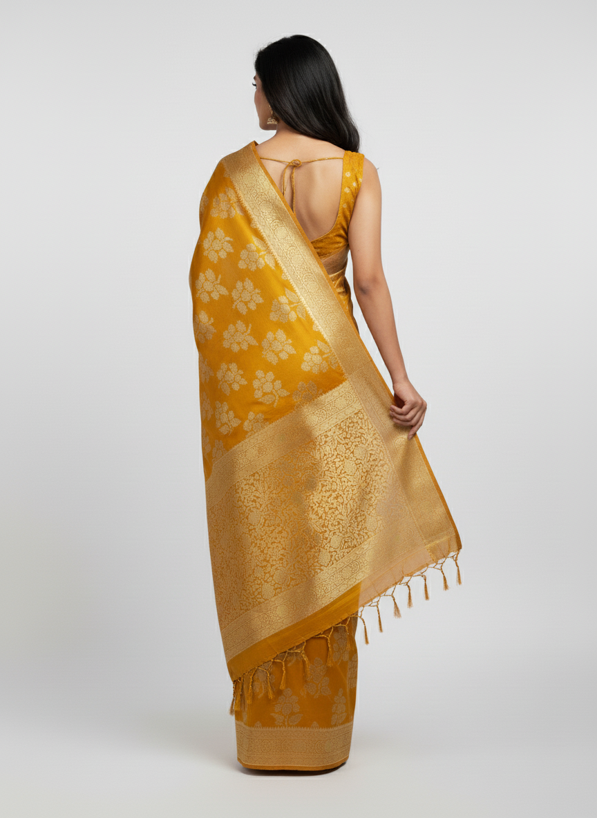 Marron Semi Silk Saree with Woven Border| AS-00245
