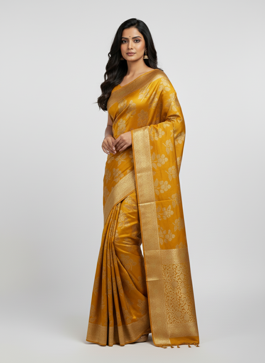 Marron Semi Silk Saree with Woven Border| AS-00245