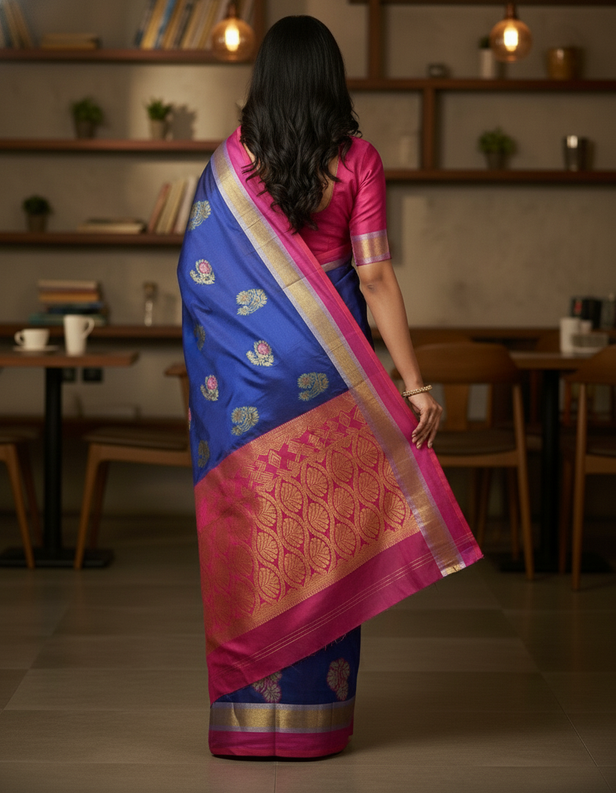 Navy Pure Kancheepuram Silk Saree |AS-0063