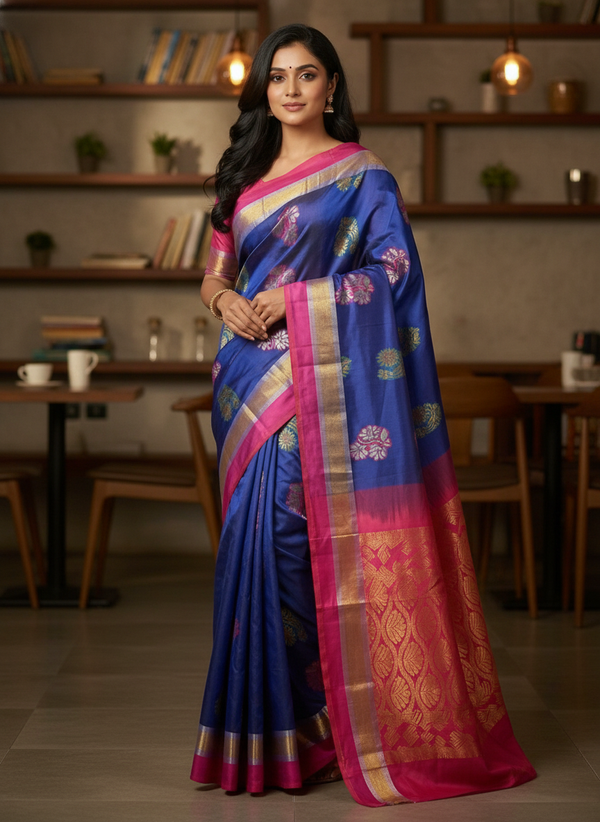 Navy Pure Kancheepuram Silk Saree |AS-0063