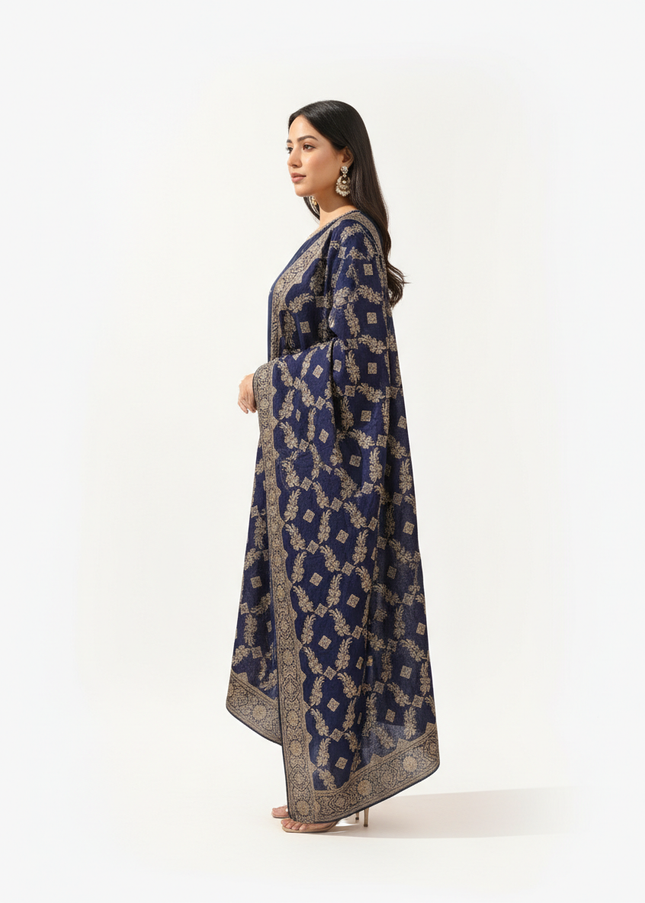 Navy Vatican Fabric Kurta Set For Women|K22_2