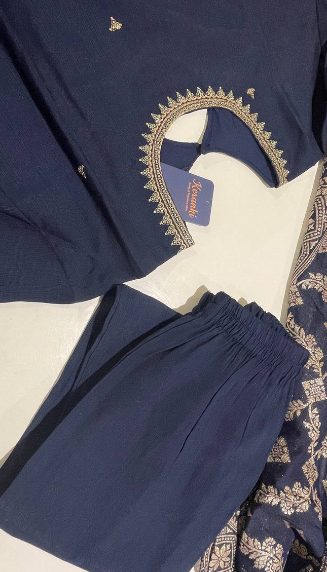 Navy Vatican Fabric Kurta Set For Women|K22_2