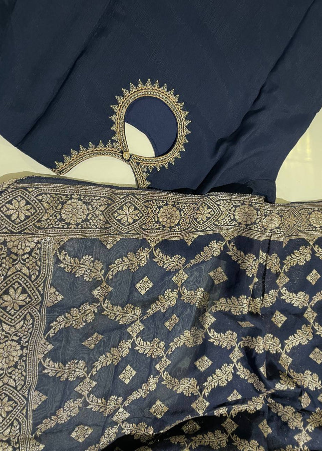 Navy Vatican Fabric Kurta Set For Women|K22_2