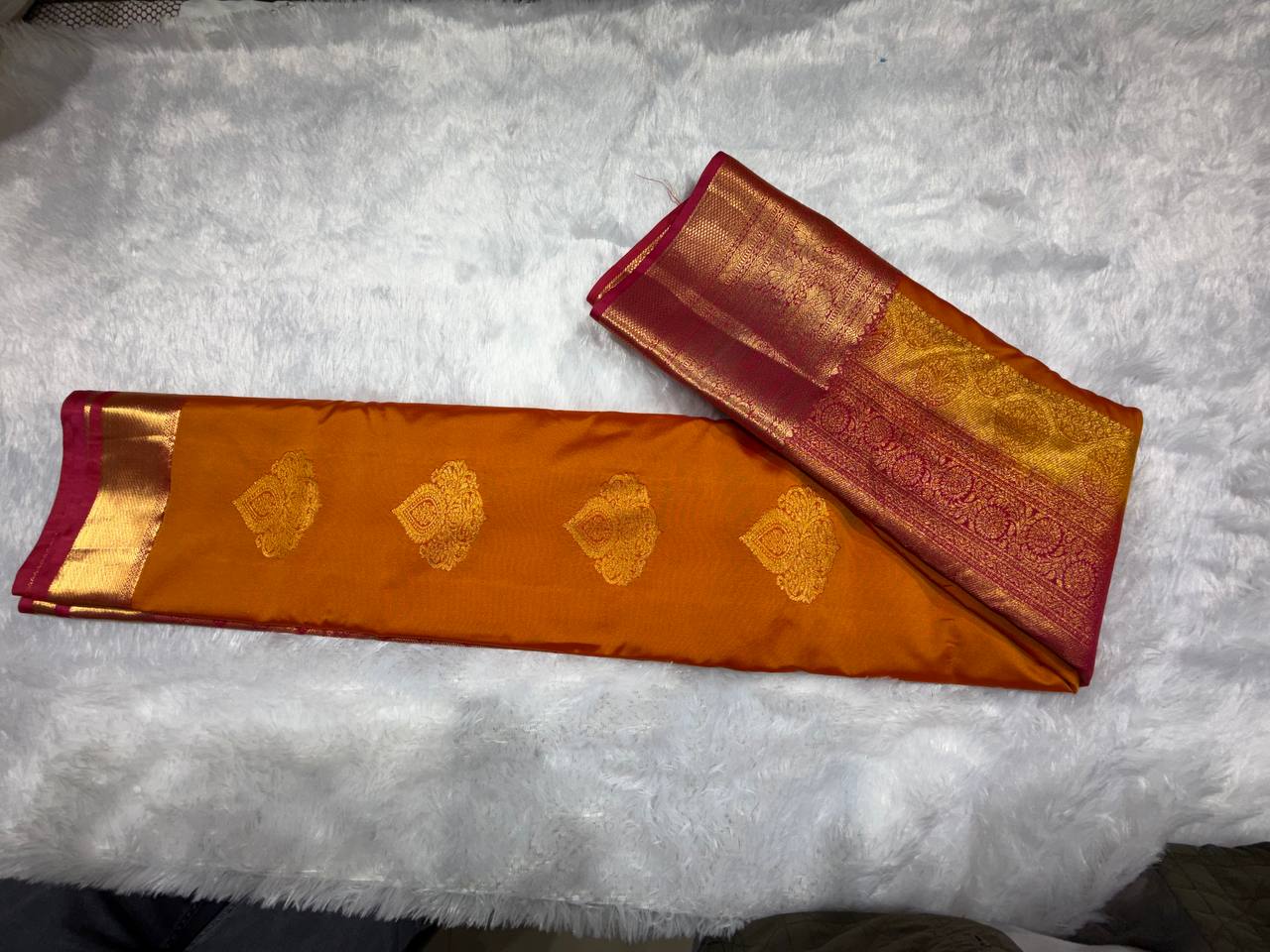 Most loved orange Kanchipuram Semi Silk Saree| AS-007