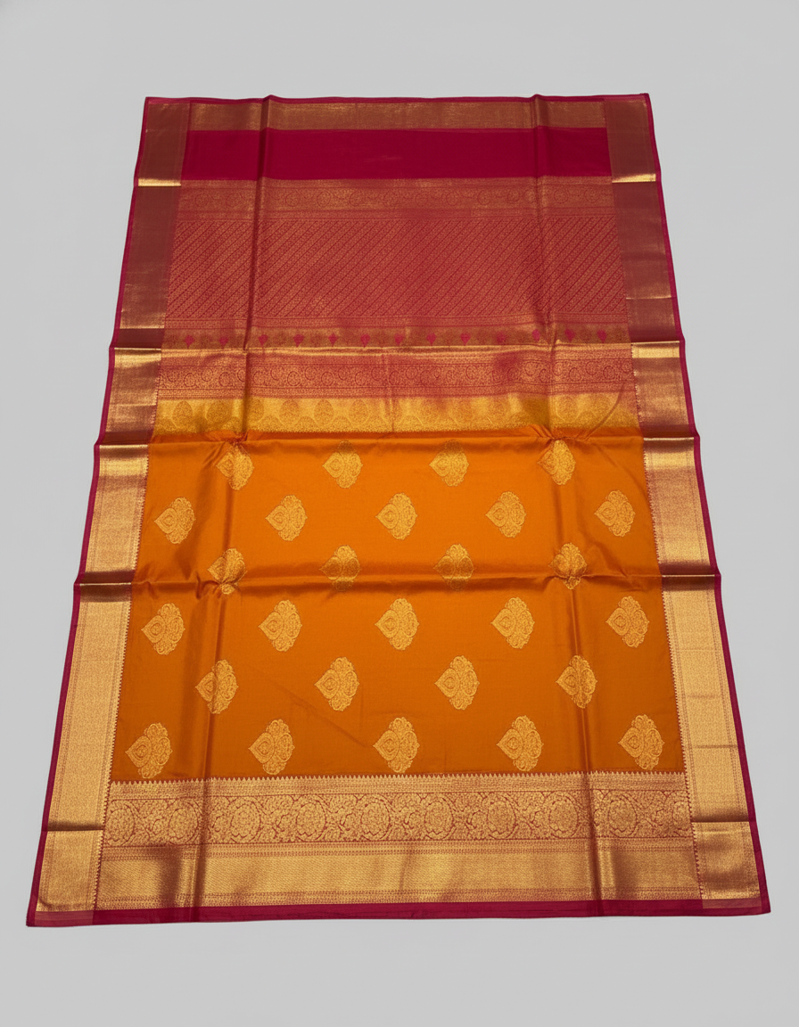 Most loved orange Kanchipuram Semi Silk Saree| AS-007