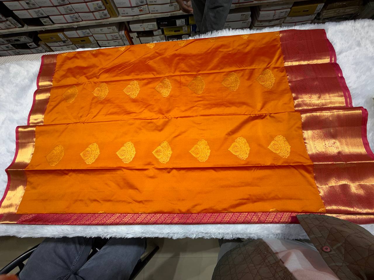 Most loved orange Kanchipuram Semi Silk Saree| AS-007