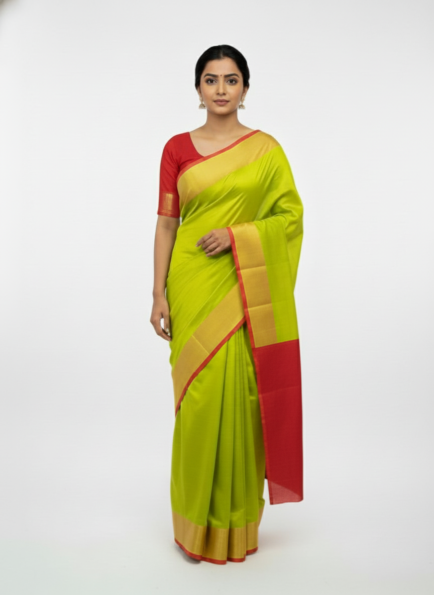 Pure Kancheepuram Silk Saree with Multi Zari  | AS-0057
