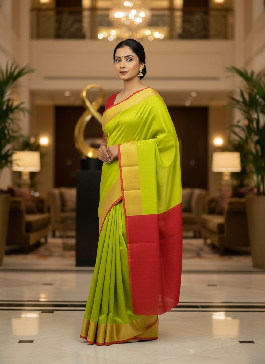 Pure Kancheepuram Silk Saree with Multi Zari  | AS-0057