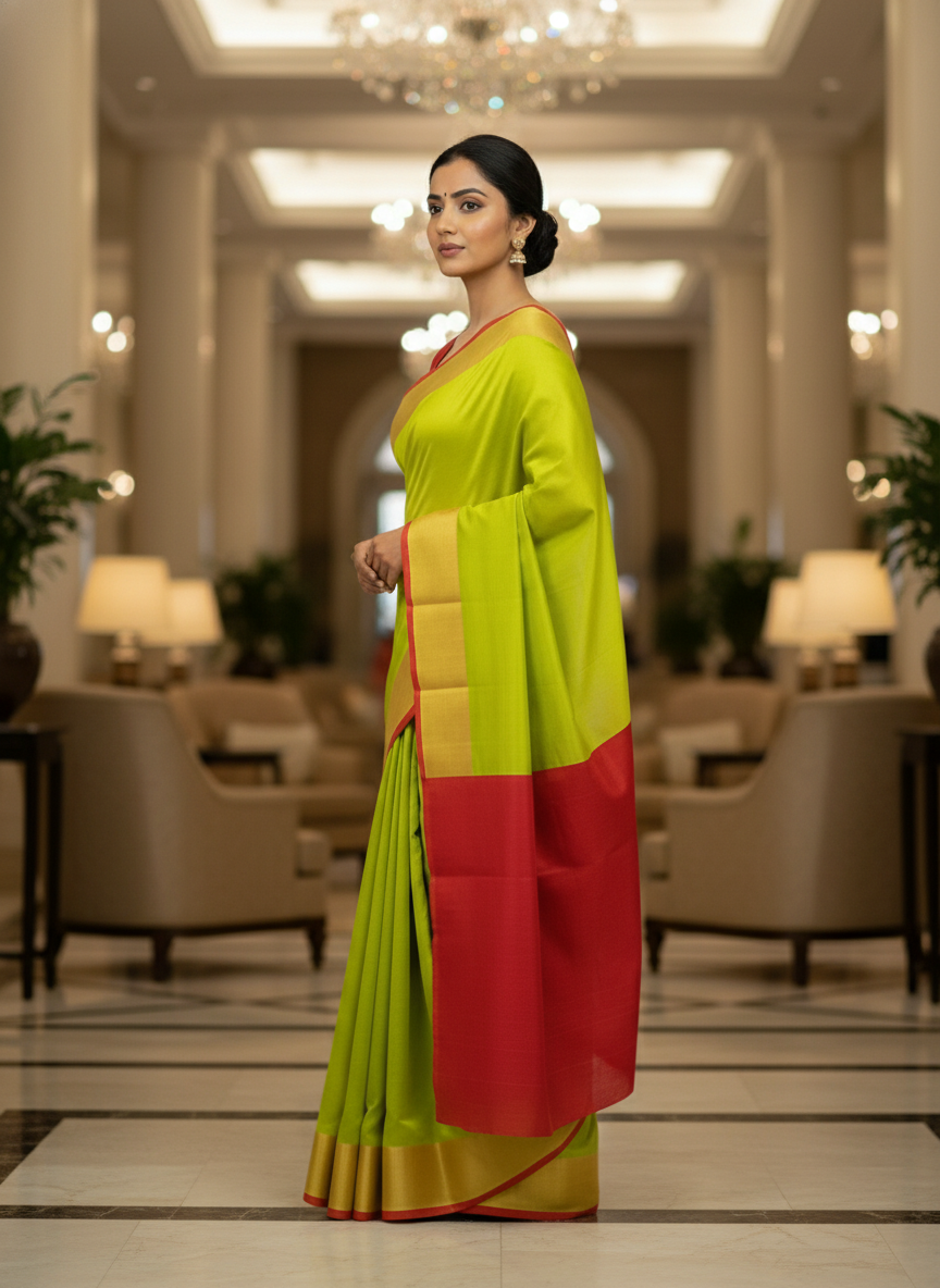 Pure Kancheepuram Silk Saree with Multi Zari  | AS-0057
