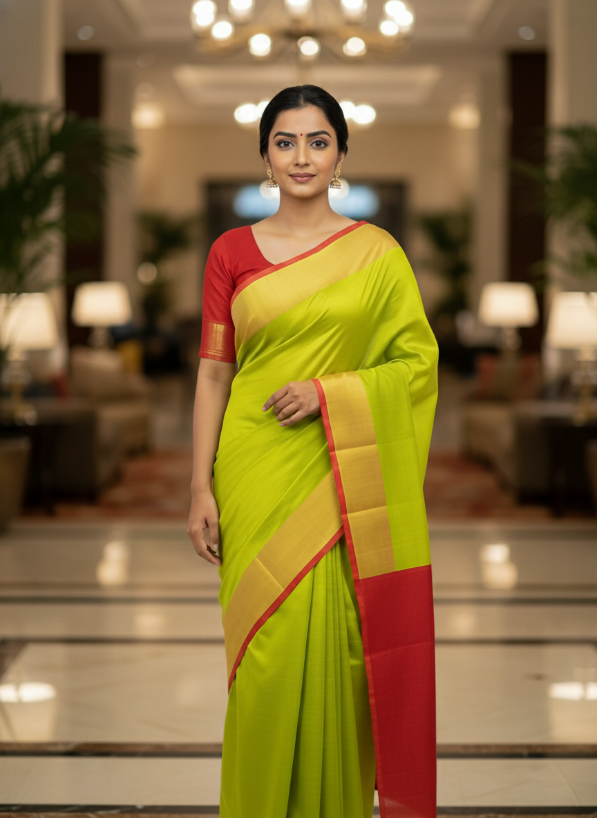 Pure Kancheepuram Silk Saree with Multi Zari  | AS-0057