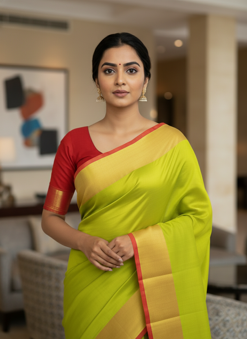 Pure Kancheepuram Silk Saree with Multi Zari  | AS-0057