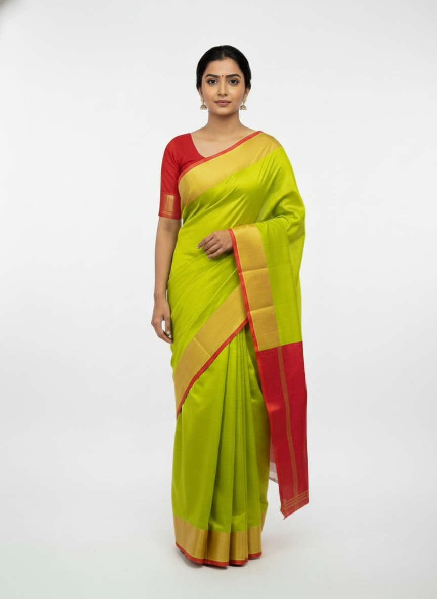 Pure Kancheepuram Silk Saree with Multi Zari  | AS-0057