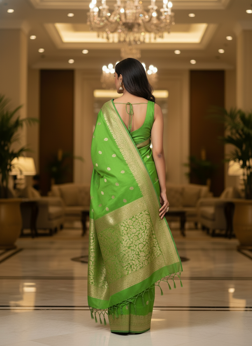 Mustrad Silk Saree with Woven Border| AS-00244