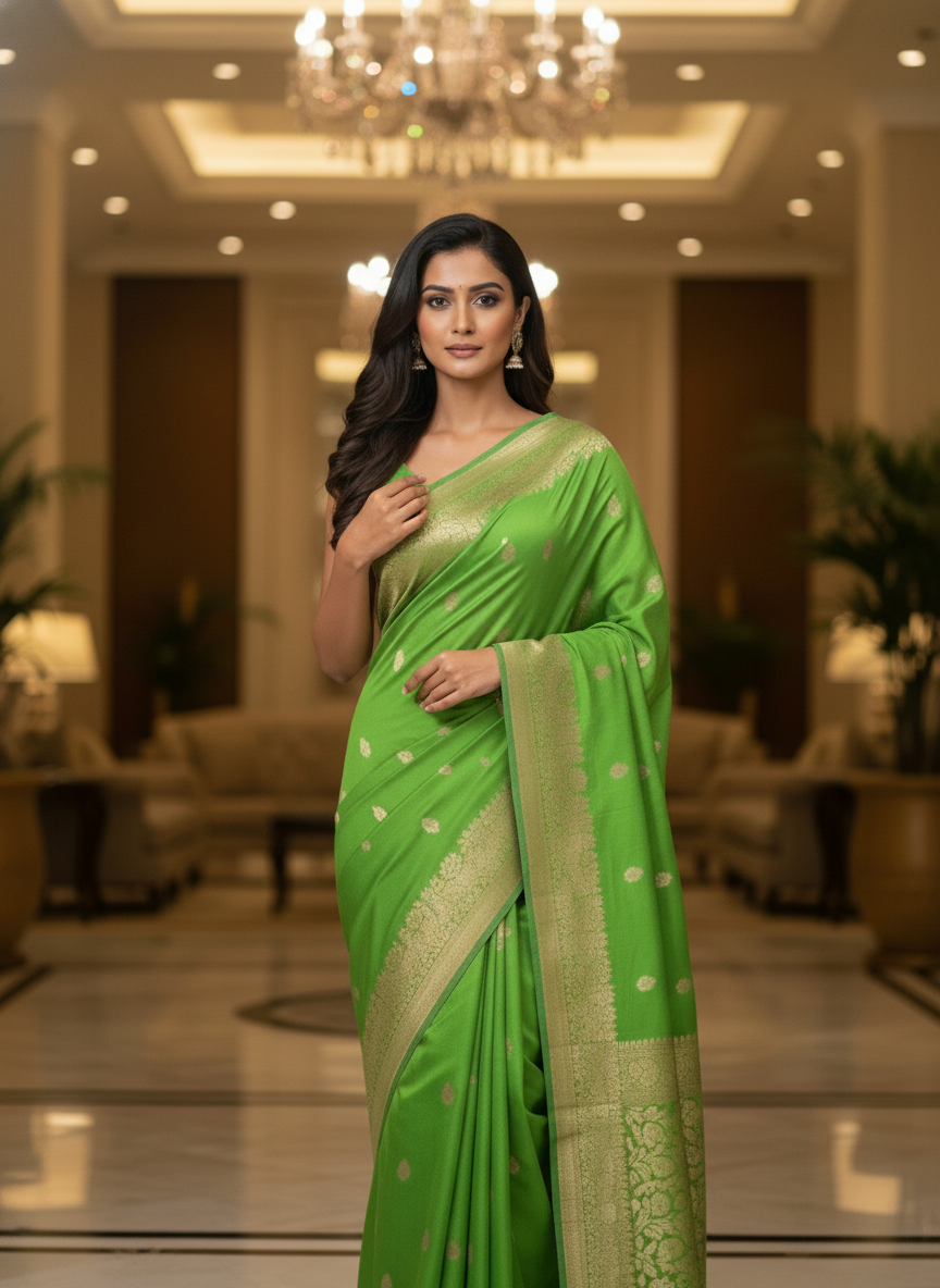 Mustrad Silk Saree with Woven Border| AS-00244